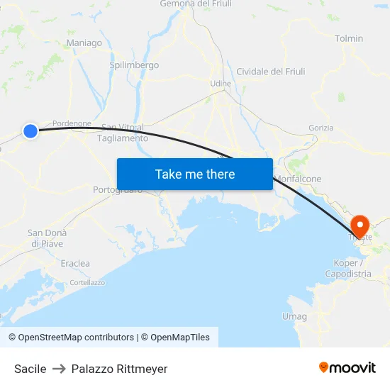 Sacile to Rittmeyer Palace map
