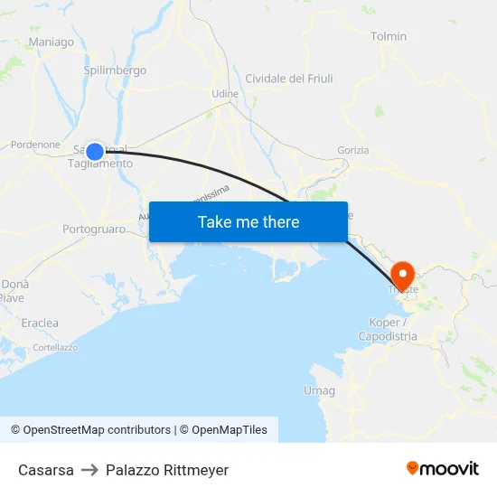 Casarsa to Rittmeyer Palace map