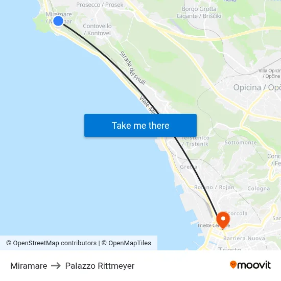 Miramare to Rittmeyer Palace map