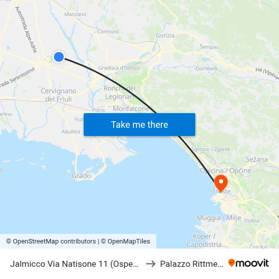 Jalmicco Via Natisone 11 (Hospital) to Rittmeyer Palace map