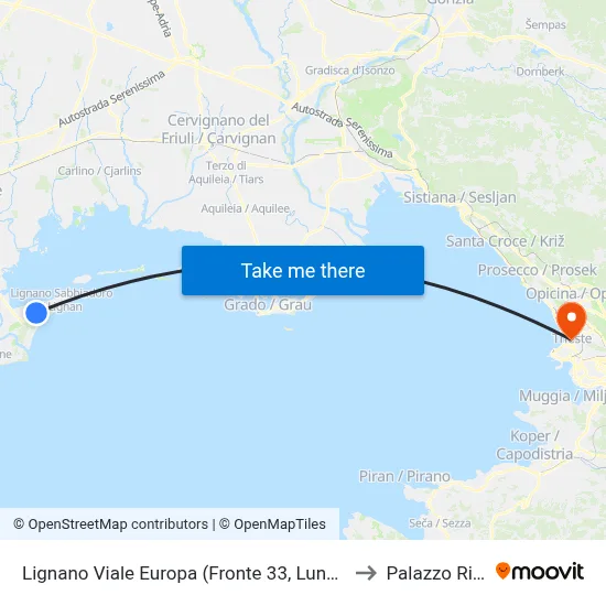 Lignano Europa Avenue (Opposite 33, Luna Park External Stand) to Rittmeyer Palace map