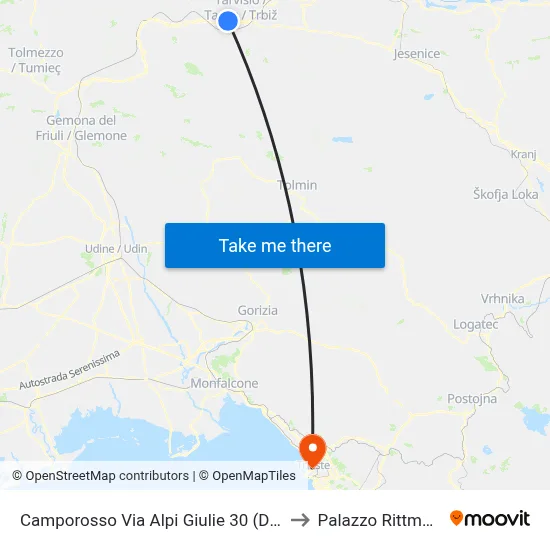 Camporosso Via Alpi Giulie 30 (Dawit) to Rittmeyer Palace map