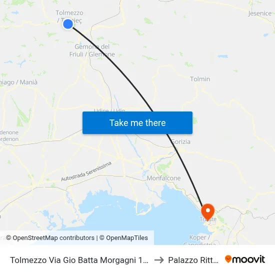 18 Gio Batta Morgagni Street, Tolmezzo (Hospital) to Rittmeyer Palace map