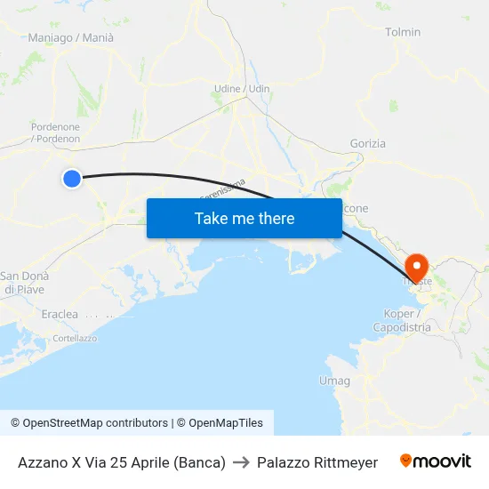 Azzano X Via 25 April (Bank) to Rittmeyer Palace map