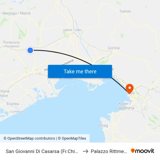 San Giovanni Di Casarsa (Near Church) to Rittmeyer Palace map