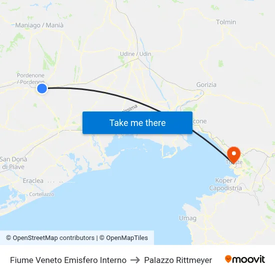 Fiume Veneto Emisfero Interior to Rittmeyer Palace map