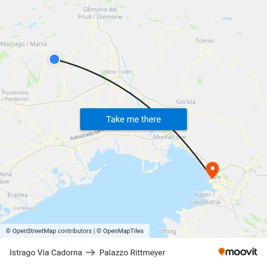 Istrago Cadorna Street to Rittmeyer Palace map