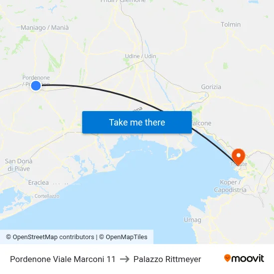 Pordenone Viale Marconi 11 to Rittmeyer Palace map