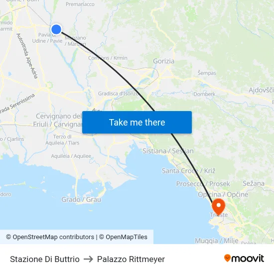 Buttrio Station to Rittmeyer Palace map