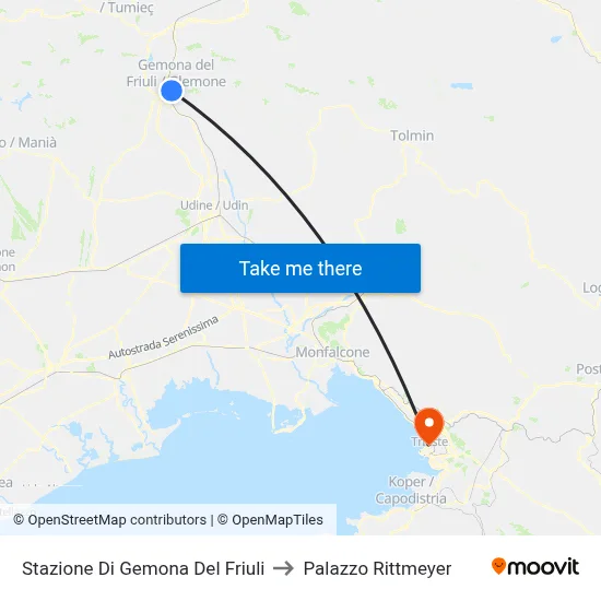 Gemona Del Friuli Station to Rittmeyer Palace map