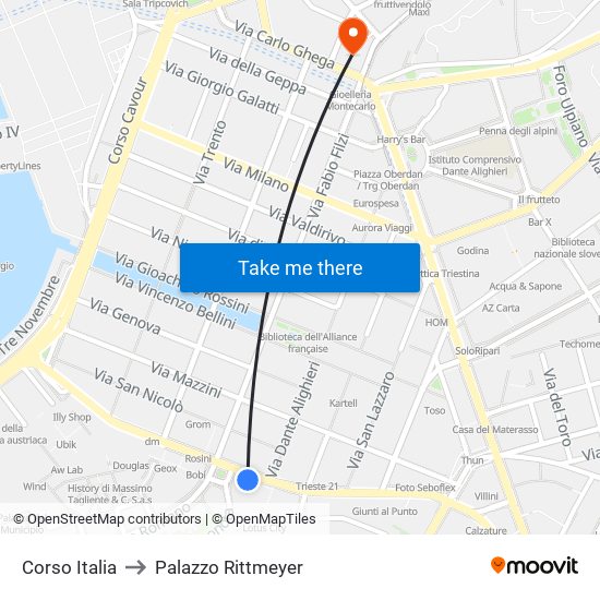 Corso Italia to Palazzo Rittmeyer map