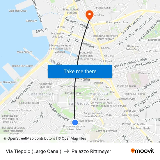 Tiepolo Street (Canal Square) to Rittmeyer Palace map