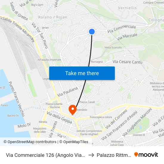 Via Commerciale 126 (Angolo Via Ovidio) to Palazzo Rittmeyer map