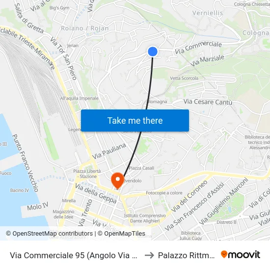 Via Commerciale 95 (Angolo Via Ovidio) to Palazzo Rittmeyer map