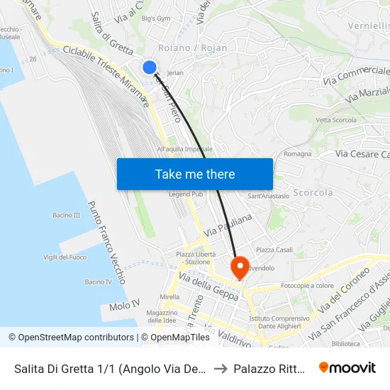 Salita Di Gretta 1/1 (Angolo Via Dei Giacinti) to Palazzo Rittmeyer map