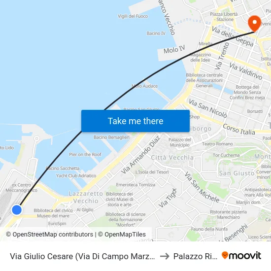 Via Giulio Cesare (Via Di Campo Marzio, Museo Ferroviario) to Palazzo Rittmeyer map