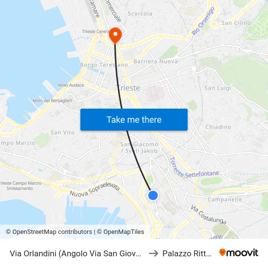 Via Orlandini (Angolo Via San Giovanni Bosco) to Palazzo Rittmeyer map