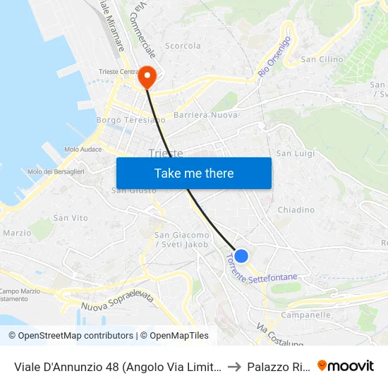 Viale D'Annunzio 48 (Corner Via Limitanea, Bobbio Theater) to Rittmeyer Palace map