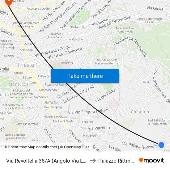 Via Revoltella 38/A (Angolo Via Lonza) to Palazzo Rittmeyer map