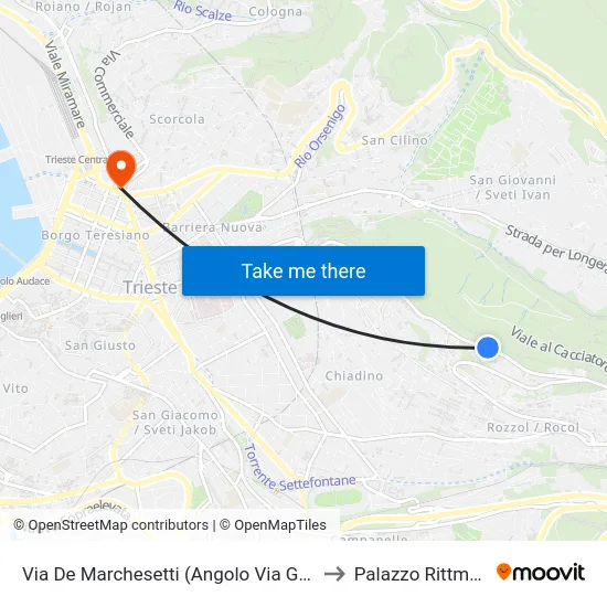 Via De Marchesetti (Angolo Via Gasser) to Palazzo Rittmeyer map