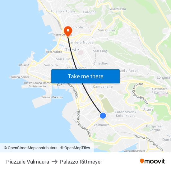 Piazzale Valmaura to Palazzo Rittmeyer map
