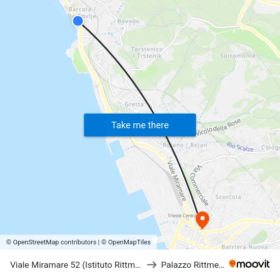 Viale Miramare 52 (Istituto Rittmeyer) to Palazzo Rittmeyer map