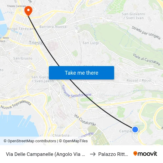 Via Delle Campanelle (Corner of Via Dell'Acqua) to Rittmeyer Palace map