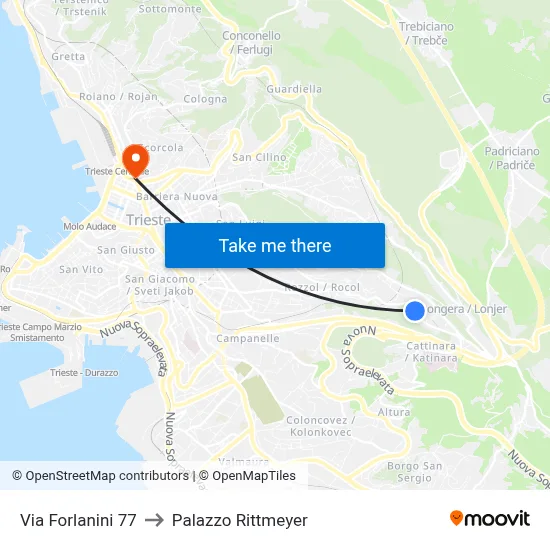 Forlanini Road 77 to Rittmeyer Palace map