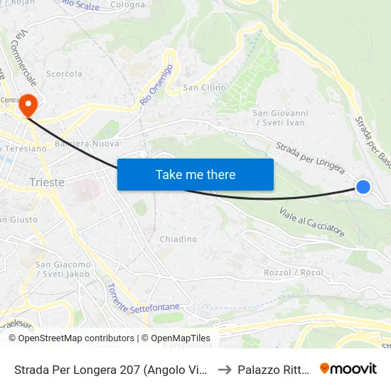 Strada Per Longera 207 (Angolo Via Masaccio) to Palazzo Rittmeyer map