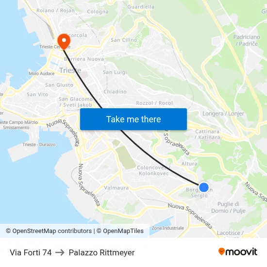 Via Forti 74 to Rittmeyer Palace map