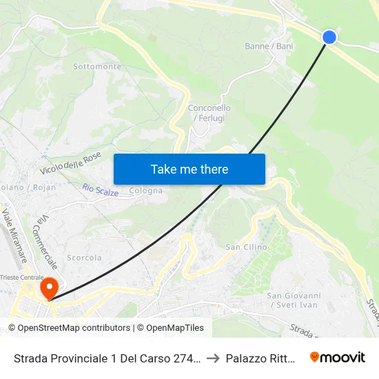Provincial Road 1 Del Carso 274 (Banne) to Rittmeyer Palace map