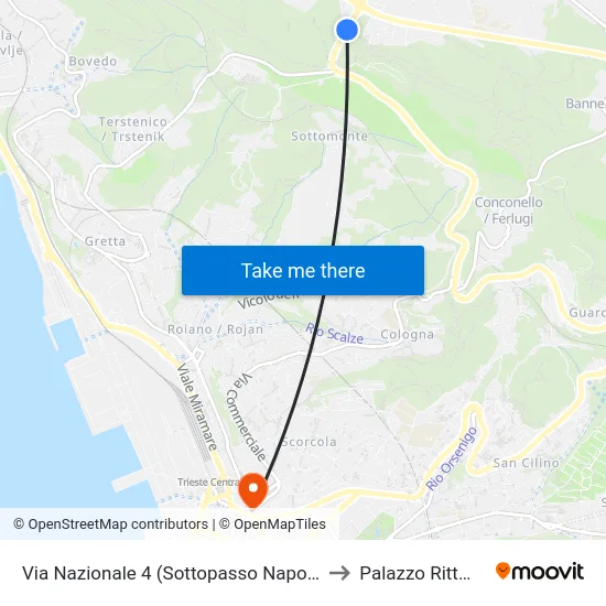Via Nazionale 4 (Sottopasso Napoleonica) to Palazzo Rittmeyer map