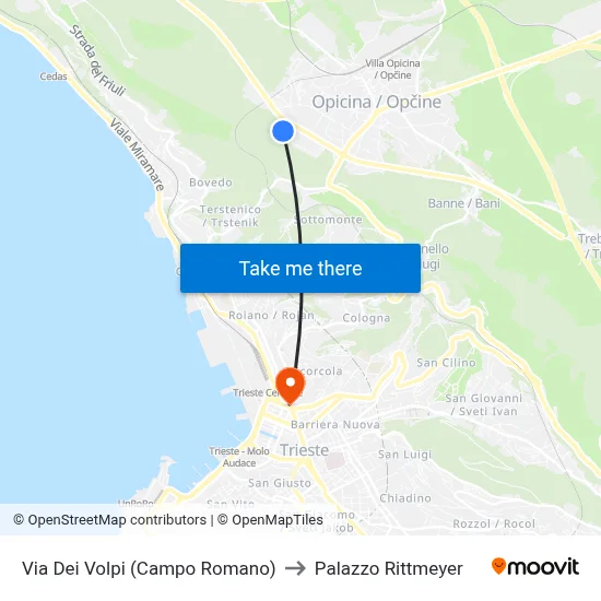 Volpi Street (Roman Field) to Rittmeyer Palace map