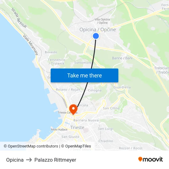 Opicina to Rittmeyer Palace map