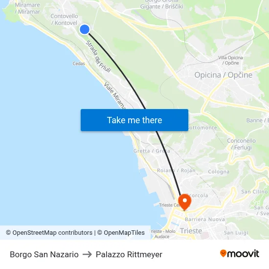 Borgo San Nazario to Rittmeyer Palace map