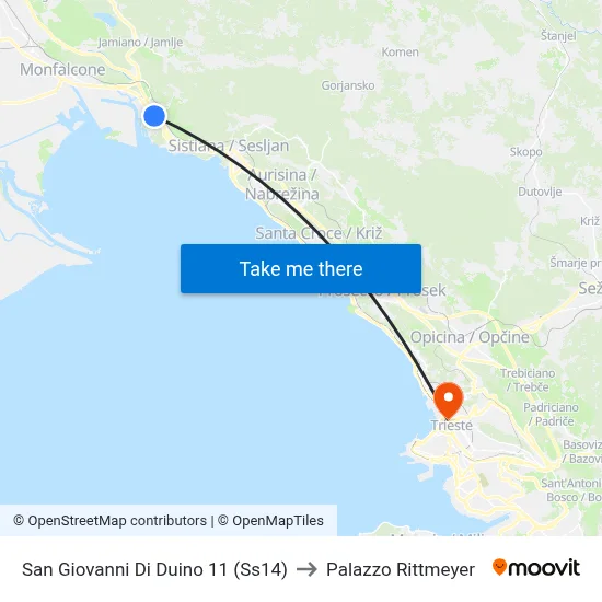 San Giovanni Di Duino 11 (SS14) to Rittmeyer Palace map