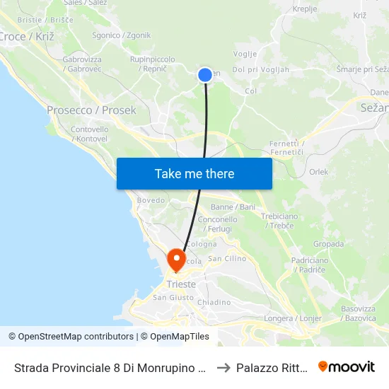 Provincial Road 8 of Monrupino 103 (Repen) to Rittmeyer Palace map