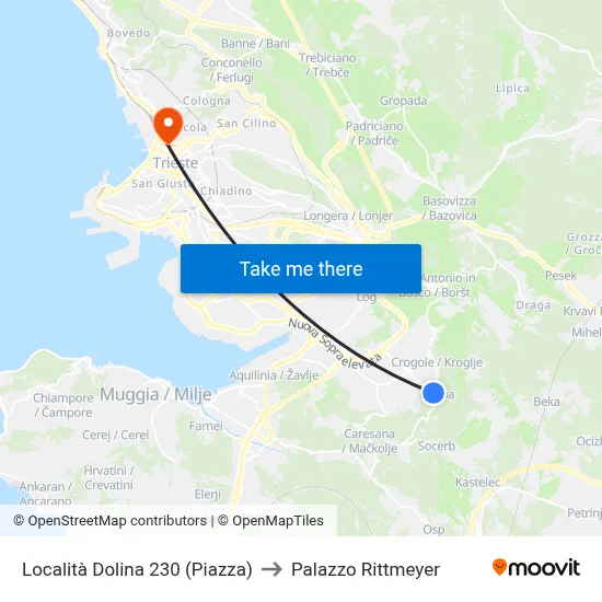 Dolina Location 230 (Square) to Rittmeyer Palace map