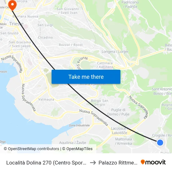 Dolina 270 (Sports Center) to Rittmeyer Palace map