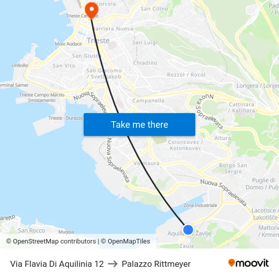 Via Flavia Di Aquilinia 12 to Palazzo Rittmeyer map