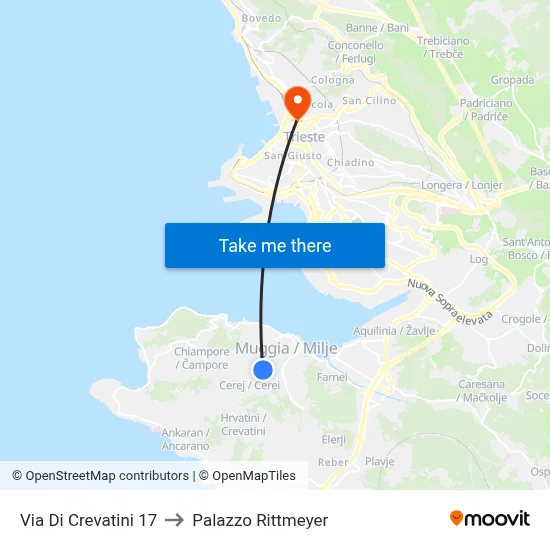Crevatini Street 17 to Rittmeyer Palace map