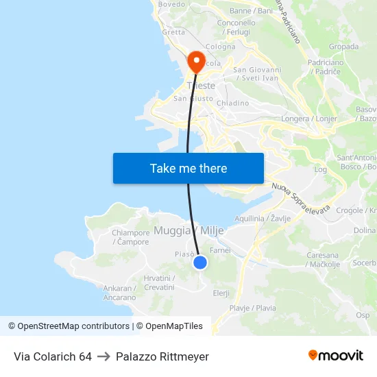 Colarich Road 64 to Rittmeyer Palace map