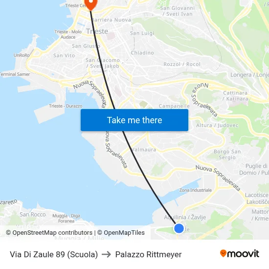 Zaule Street 89 (School) to Rittmeyer Palace map