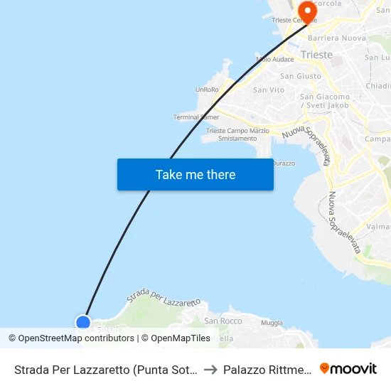 Road to Lazzaretto (Punta Sottile) to Rittmeyer Palace map