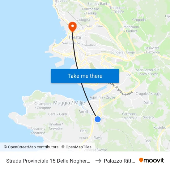 Provincial Road 15 Delle Noghere 44 (Famila) to Rittmeyer Palace map