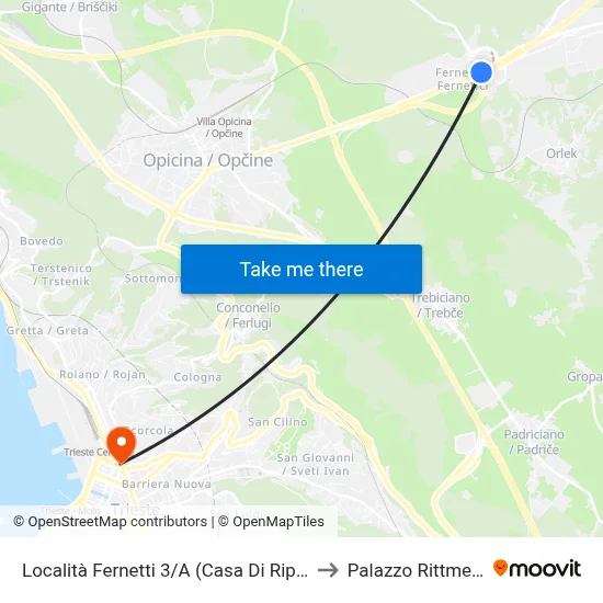 Fernetti 3/A (Nursing Home) to Rittmeyer Palace map
