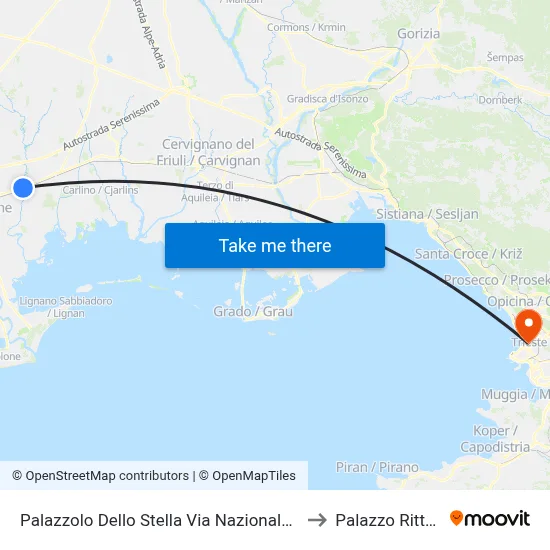 Palazzolo Dello Stella Via Nazionale (Opposite 39) to Rittmeyer Palace map