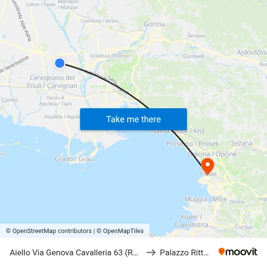 Aiello Via Genova Cavalleria 63 (Rosmarino) to Rittmeyer Palace map