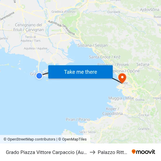 Grado Vittore Carpaccio Square (Bus Station) to Rittmeyer Palace map