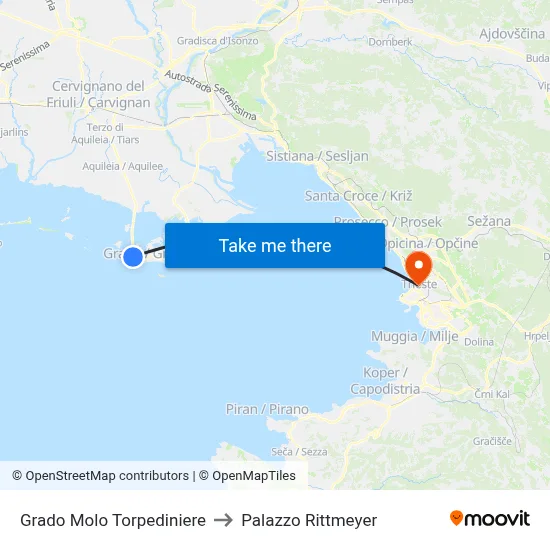 Grado Torpedo Pier to Rittmeyer Palace map